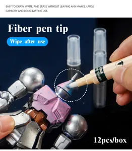 Dual head acrylic marker pen for model DIY painting and color correction, fiber tip, 12pcs