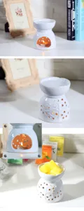 White ceramic oil burner wax melt warmer hollow aromatherapy candle holder for home decor