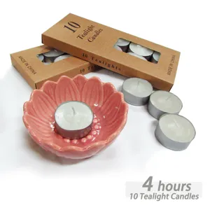 Bougies Chauffe-Plat à Coque en Aluminium Blanc Bougies en Cire de Paraffine sans Fumée pour Fête de Mariage Décoration de Maison