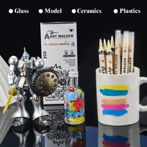Dual-tip acrylic marker set for glass, ceramic, model, and plastic DIY art painting.