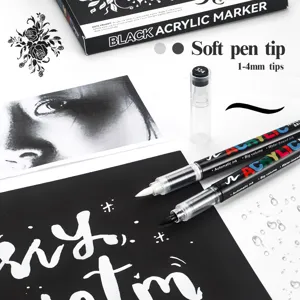 Rotuladores acrílicos en blanco y negro punta suave 1-4mm para pintura artística DIY