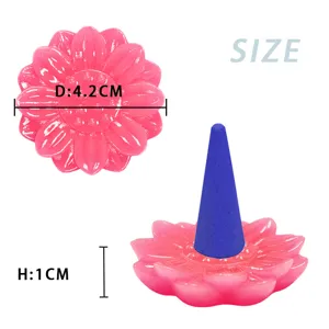 Dimensions of the pink lotus resin cone incense holder, 4.2cm diameter