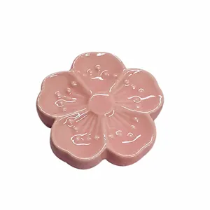 Keramik Kirschblüte Räucherstäbchenhalter Stäbchenablage rosa Blume Tisch Deko Ornament