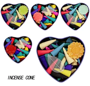 Wholesale heart shaped box aromatic tower incense set, perfect for home meditation and relaxation.