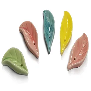 Mini soporte de ceramica para incienso en hoja, quemador colorido en forma de hoja para el hogar.