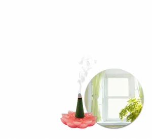 Sandalwood incense cones with pink lotus holder for home fragrance and air freshening