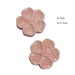 Keramik Kirschblüte Blumen Halter, rosa Stäbchenhalter, Löffelablage und Räucherstäbchen 5cm.