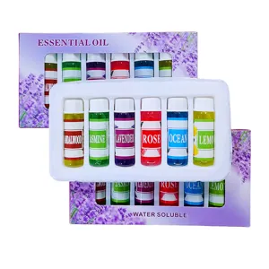 Set di 6 oli essenziali idrosolubili da 5ml con lavanda e rosa per diffusori e umidificatori