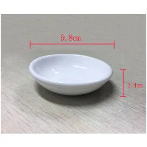 Platillo minimalista de cerámica blanca de 4 pulgadas con 9,8 cm de diámetro y 2,4 cm de alto