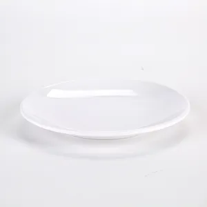 Assiette plate ronde en mélamine blanche minimaliste pour l'hôtellerie et la restauration
