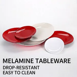 Assiette Ronde en Mélamine Minimaliste Pour Cantine Restaurant Durable Facile à Nettoyer Couleur Unie Petit Plat de Table Cuisine