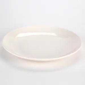 Assiette ronde en mélamine blanche pour restaurants et cantines durable et facile à laver