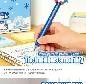 Cute penguin erasable gel pen set 0.5mm retractable ballpoint pen smooth writing stationery