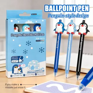 Cute Penguin Erasable Gel Pen Set Cartoon Animal Thermal Erasable Ballpoint Pens For School Office Students Stationery
