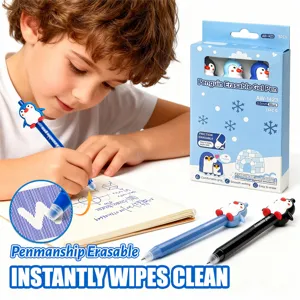 Cute penguin erasable gel pen set 0.5mm blue ink friction erasable school stationery supplies