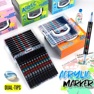 Dual-tip acrylic marker pen set, multi-color DIY art graffiti drawing pens for kids and adults.