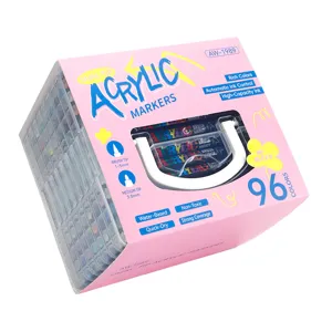 96 colors dual tip acrylic marker set with portable stacking box, quick-dry art pens.