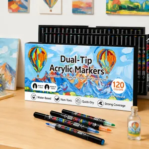 120 Colores Doble Punta Rotuladores Acrílicos Set para Arte Dibujo Pintura Manualidades y DIY