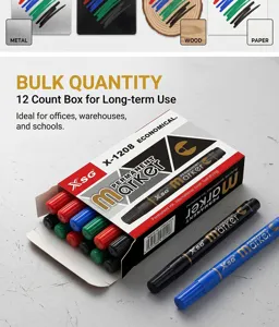12 count permanent marker set, waterproof oil-based pens for office school and warehouse.