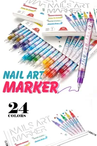 Vista detallada de rotuladores para nail art de 0,5 mm en 24 colores con tinta al agua