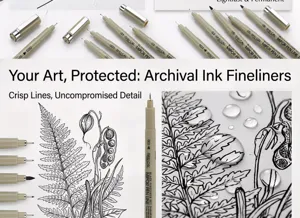 Professional black archival ink fineliners for architectural drawing and sketching