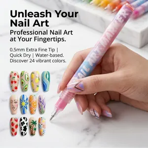 Juego de Bolígrafos para Nail Art Punta Extra Fina Marcador a Base de Agua de Secado Rápido para Manicura DIY Herramientas de Dibujo