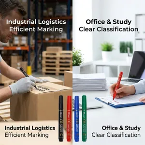 Permanent Marker Pen Waterproof Black Red Blue Green Set for Industrial Logistics and Office Use