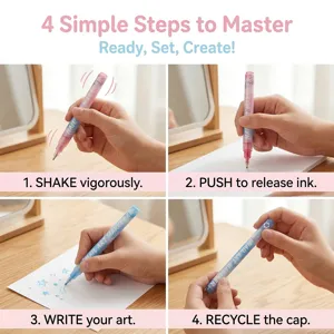 Guía de instrucciones detallada en cuatro pasos para el uso de rotuladores de nail art DIY
