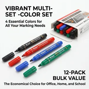 Vibrant multi-color permanent marker set featuring 4 essential colors for daily marking use.