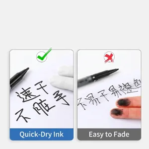 Quick-drying black double-ended permanent marker showing smudge-free writing result