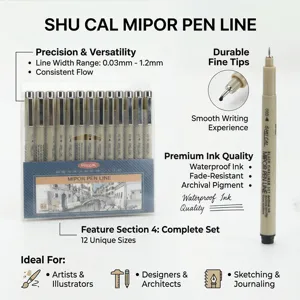 12pcs professional black fineliner pen set for technical drawing and sketching