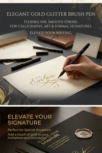 Elegante pennarello pennello dorato con punta flessibile per scrittura calligrafia.