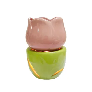 Keramische tulpen oliebrander gesplitst aromatherapie diffuser voor huisdecoratie.