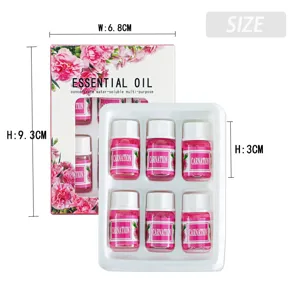 Set di 6 oli essenziali idrosolubili da 3 ml con dimensioni