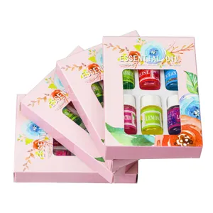 Set di 6 flaconi di oli essenziali idrosolubili per umidificatori in scatola rosa