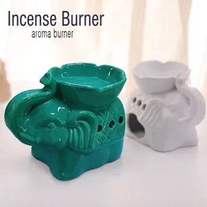 Quemador de Aroma de Cerámica de Elefante Quemador de Aceite Esencial de Pétalo Portavelas para Decoración del Hogar