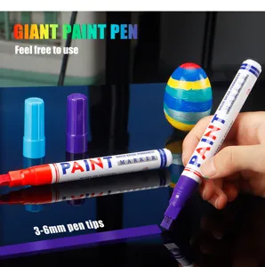 Detailed view of giant paint marker pen featuring a 3-6mm versatile tip and waterproof oil-based ink.