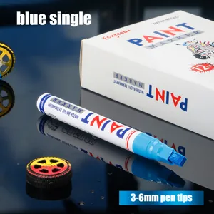 Blue paint marker pen 3-6mm bold tip waterproof permanent art marker for car repair and rock paint.