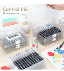 Mehrlagige transparente PP-Aufbewahrungsbox für Acrylmarker mit praktischem Tragegriff