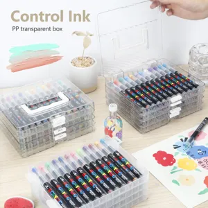 Transparente PP-Aufbewahrungsbox für Acrylmarker mit Etagen-Organizer und Griff