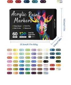 Dual-tip acrylic paint markers set 120 colors art drawing pens for canvas rock wood 950g
