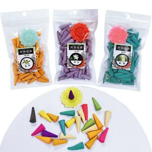 50g Incense Cones Set with Sunflower Holder, Aroma Cone for Indoor Relaxation and Fragrance.