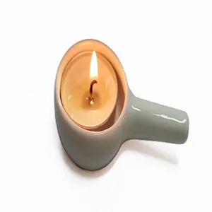 Ceramic candle holder with handle tea light tray small aroma stove accessory for home decoration