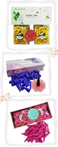 Aromatherapie wierookkegeltjes set met prachtige geschenkdoos en handige bloemvormige houder.