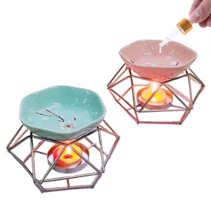 Bruciatore di oli essenziali in ceramica di ferro diffusore portacandela set due colori