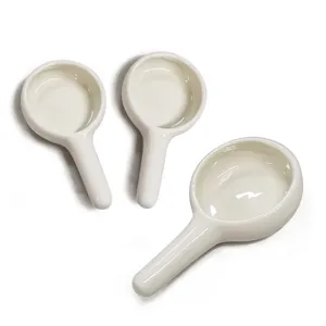 Ceramic Candle Tray Small Tray With Handle For Aromatherapy Stove Cone Incense Holder White Glossy Glazed Home Decor