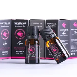 Aceite esencial puro aromaterapia 10ml en frascos de vidrio ámbar con caja negra