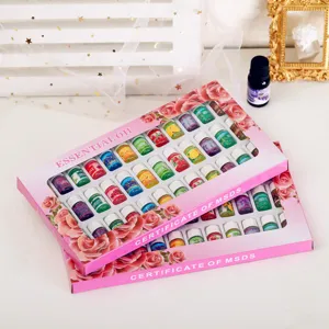 Set di 36 oli essenziali idrosolubili in scatola regalo rosa per aromaterapia e umidificatore.