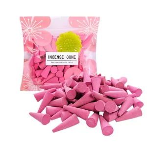 Roze kersenbloesem verpakte wierookkegels voor huisgeur en geurverwijdering, groothandel.