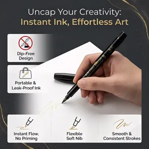 Penna pennello per calligrafia con punta morbida flessibile, ideale per scrittura e lettering.